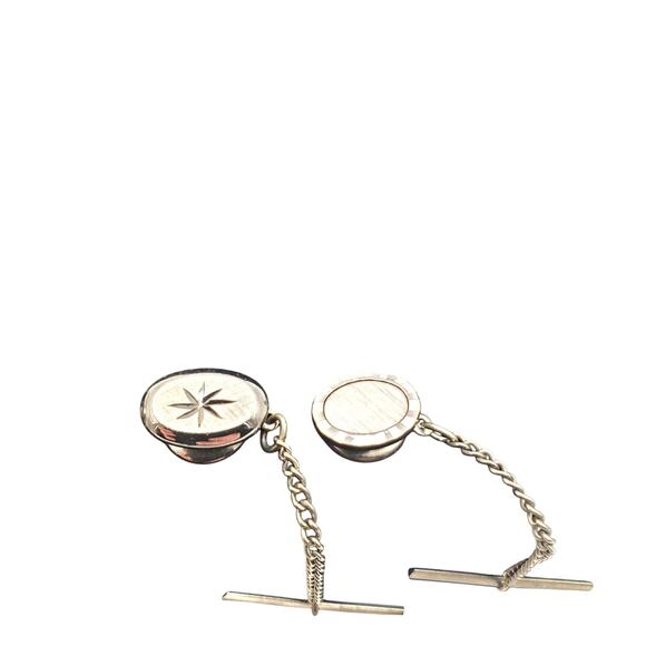 Swank Cufflinks & Tie Tacks Brushed Silver Tone Etched Vintage Mens Jewelry 80s - Picture 11 of 16